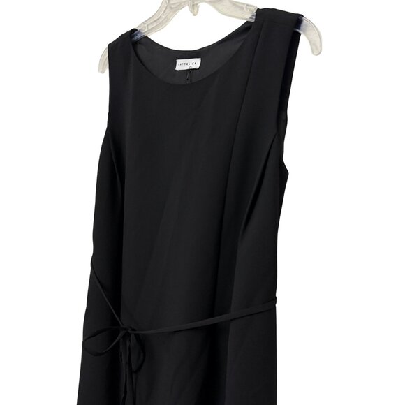 Lattelier Women's Tie Waist Black Hi-Lo Sleeveless Classic Dress - Size Small - Picture 4 of 7